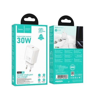 CARICABATTERIE DA RETE HOCO 30W USB-C N62 BIANCO