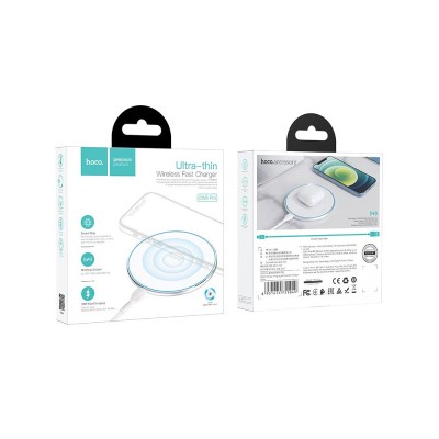 CARICABATTERIE WIRELESS HOCO 15W + CAVO USB-C CW6 PRO BIANCO
