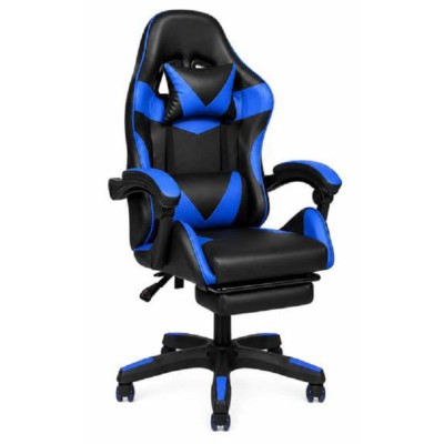 Ecoprice Sedia Gaming Similpelle +P.Piedi Lux Nero/Blu