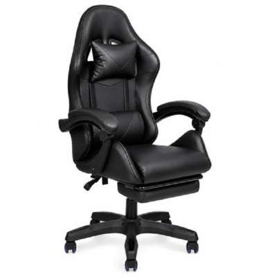 Ecoprice Sedia Gaming Similpelle +P.Piedi Lux Nero/Nero