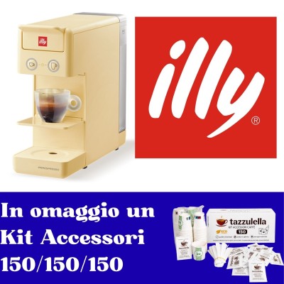 Illy Macchina Iperespresso A Capsule Y3.3 Gialla + 14 Capsule Caffè + Kit Accessori 100 Palettine/bicchierini/zucchero