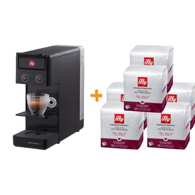 illy Caffe' Macchina da Caffe'  a Capsule Iperespresso Y3.3 Nero + 108 Capsule INTENSO